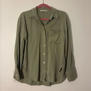 Zara olive colored button up blouse